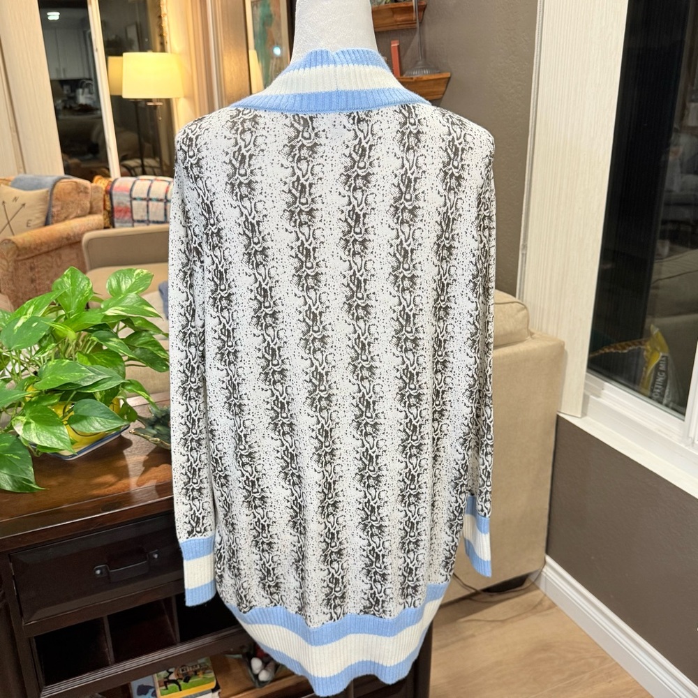 Central Park West Python Print Long Open Cardigan… - image 2